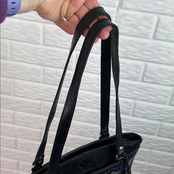 PATRICIA NASH POPPY TOTE BLACK LEATHER LEAF PATTERN TASSEL 3 COMPARTMENTS - Picture 5 of 17